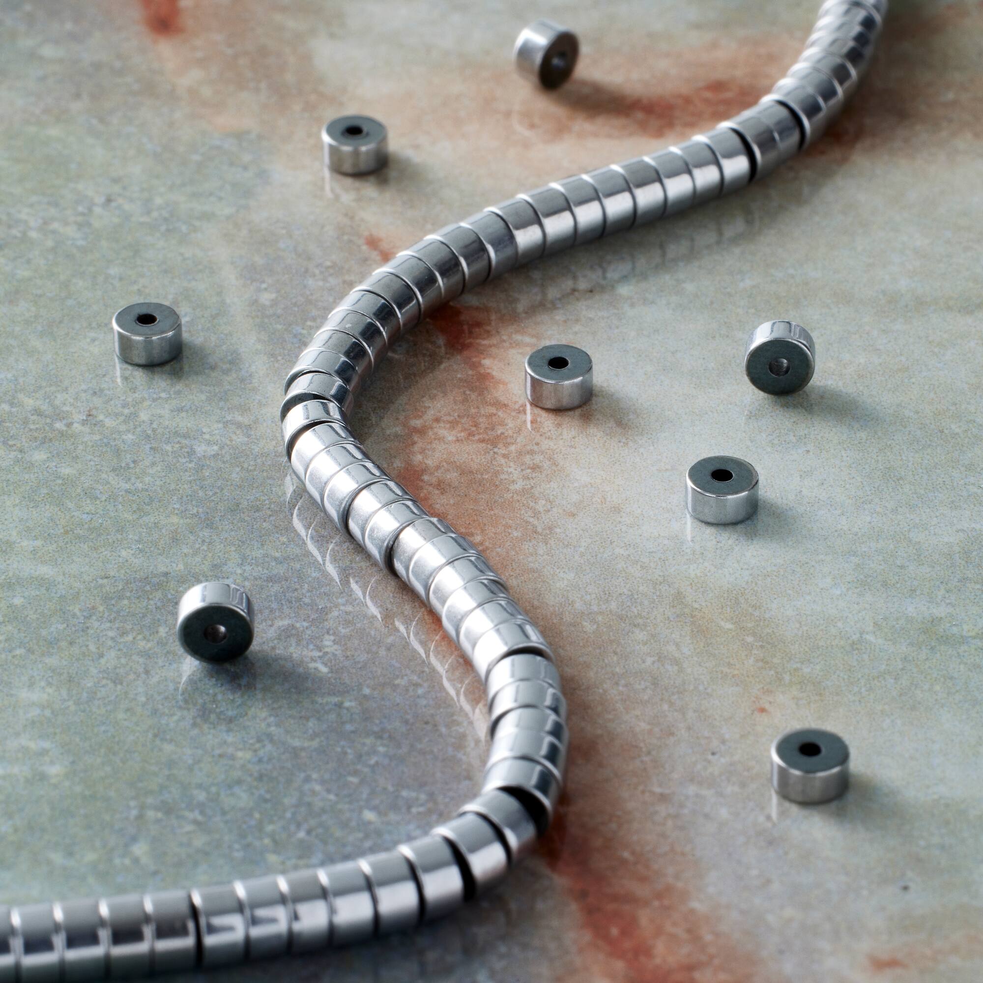 12 Pack: Rhodium Hematite Heishi Beads by Bead Landing